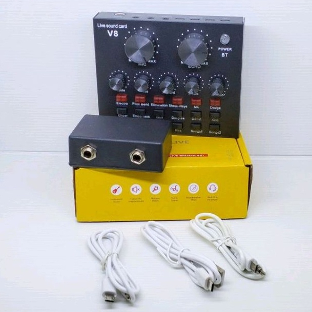 SOUNDCARD V8 SET DENGAN CONVERTER V8 BAHAN METAL