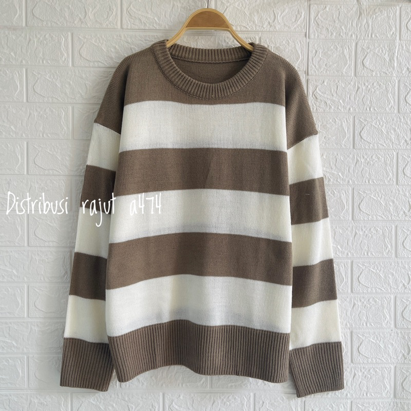 SWEATER RAJUT OVERSIZE MAYUBI MOTIG BLASTER ATASAN LENGAN PANJANG KNITTED OVERSIZE WANITA