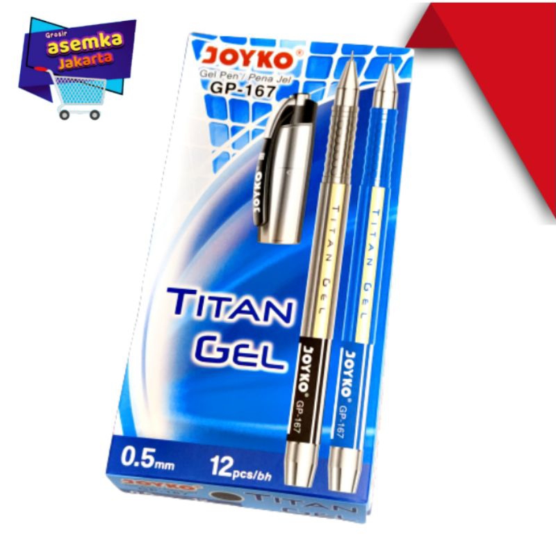 Bolpen Pulpen Gel Joyko GP-167 Titan Gel 0,5mm 12pcs