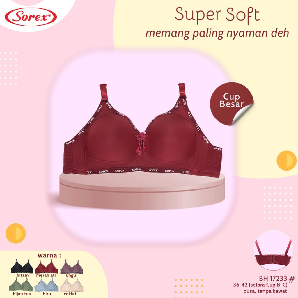 Sorex Bra Wanita - BH 1115 - Busa Cup A - B / Tanpa Kawat - Super Soft