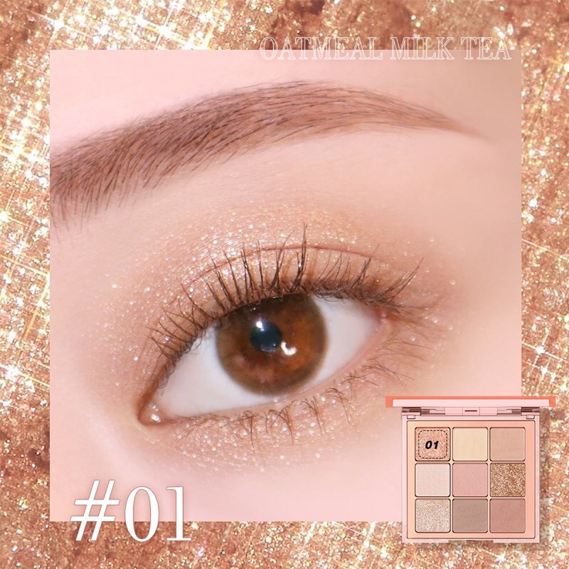 O.TWO.O 9 Warna Eyeshadow Palet Pigmen Tinggi Shine Matte Riasan Mata Anti Air Tahan Lama SC042