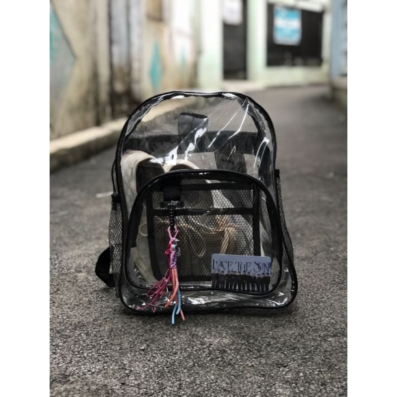 Tas Ransel Wanita Transparan  Tahan Air PVC Tas Fashion Wanita Mahasiswa Ransel Anak Sekolah Wanita Laki laki