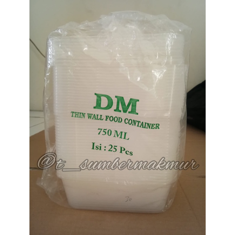 Thin Wall 750ml Rectangle | Kotak Nasi Plastik | Mika Kotak Bening