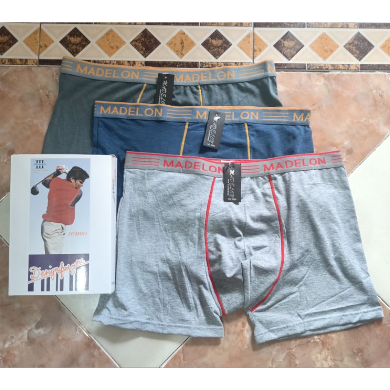 3 PCS Madelon Boxer Briefs Celana Dalam Pria Jumbo Art 8889