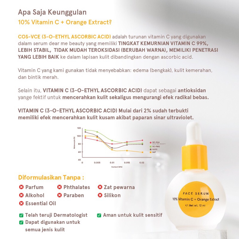 DEAR ME BEAUTY 10% VITAMIN C + ORANGE EXTRACT FACE SERUM