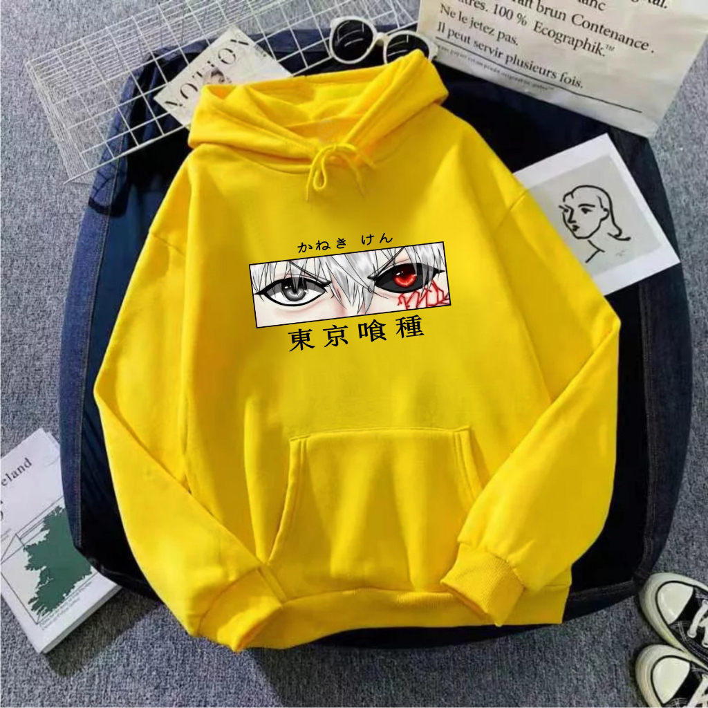 Anime Tokyo Ghoul Kaneki Ken Eye Manga Harajuku Sweater Hoodie Kekinian Size M-L-XL-XXL Bisa Bayar Ditempat COD