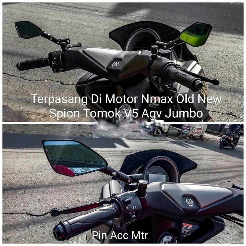 Spion Tomok Agv V5 Jumbo Mirror Almunium Cnc Universal Motor CB150R CBR R15 V2 V3 V4 GSX R25 Ninja Nmax Aerox Lexi Pcx Adv mio beat skoopy Dill