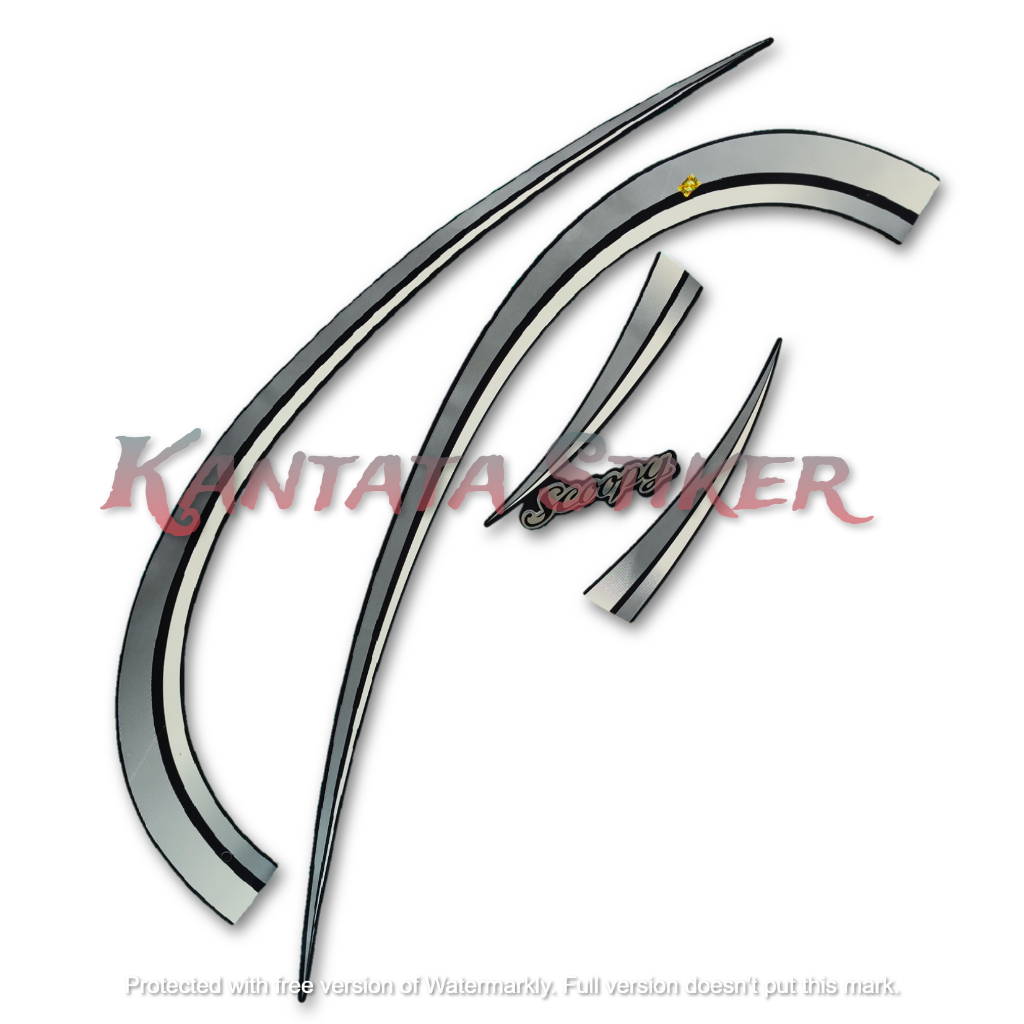 STIKER STRIPING LIS LES BODY MOTOR SCOOPY 2012 KARBU HITAM STANDAR FULL SET