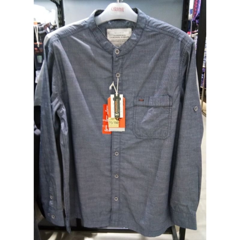 Cardinal casual original mens baju Koko panjang pria katun berkantong regular navy
