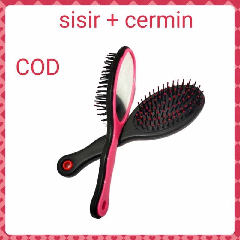 Roll Sisir Cermin Rias Makeup Portable / Sisir Rambut Rontok / Roll Sisir Rambut / Kaca Gagang Bulat Import