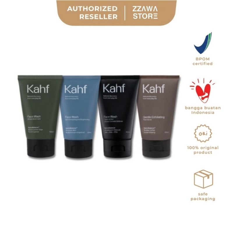 KAHF Face Wash 100mL (TUBE)| Sabun Wajah Pria / Cuci Muka / Face Wash / Scrub / Exfoliating