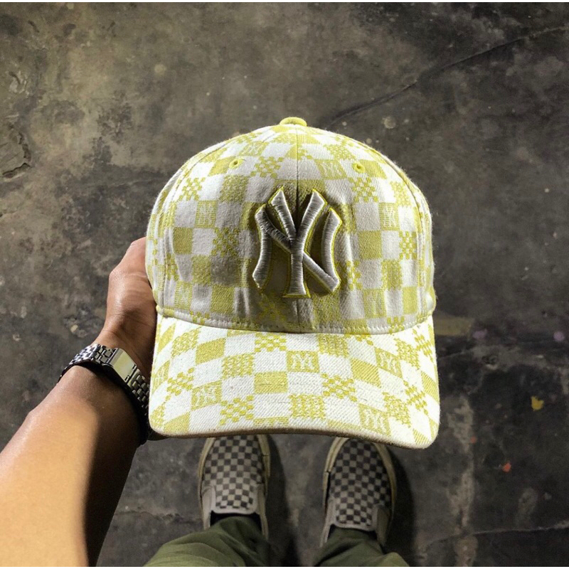 TOPI SECOND MLB CAP NY MONOGRAM YELLOW CHECKERBOARD ORIGINAL