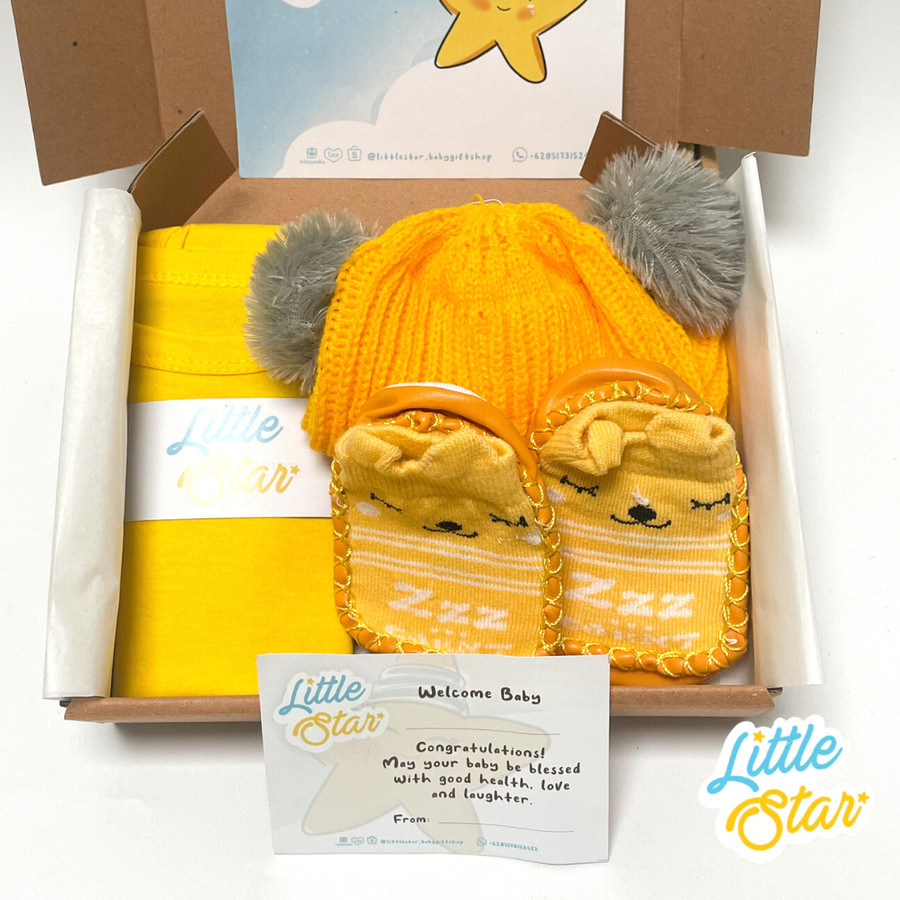 LS 3in1 Hampers Newborn Baby Gift Set Kado Lahiran Baju Topi Pom Prewalker Hadiah Parcel Lahiran Bayi Baru Lahir Premium Unisex
