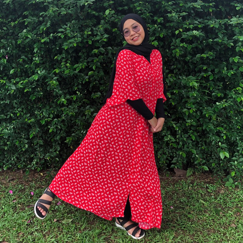 Merah Bunga - Dress Maxi Motif - Terusan Big Size