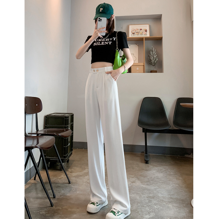 putih highwaist new celana korea kulot panjang kekinian import cewek kekinian