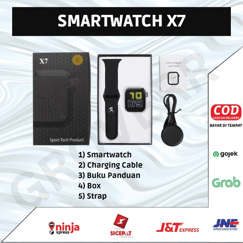 SmartWatch Smart Watch X7 Jam Tangan Pintar Sport Fitness Digital Bluetooth Layar Sentuh touch screen touchscreen Pria Wanita Anti Air Waterproof Tahan Air Dengan Pedometer Heart Rate Monitor pengukur detak jantung penghitung langkah dan kalori olahraga
