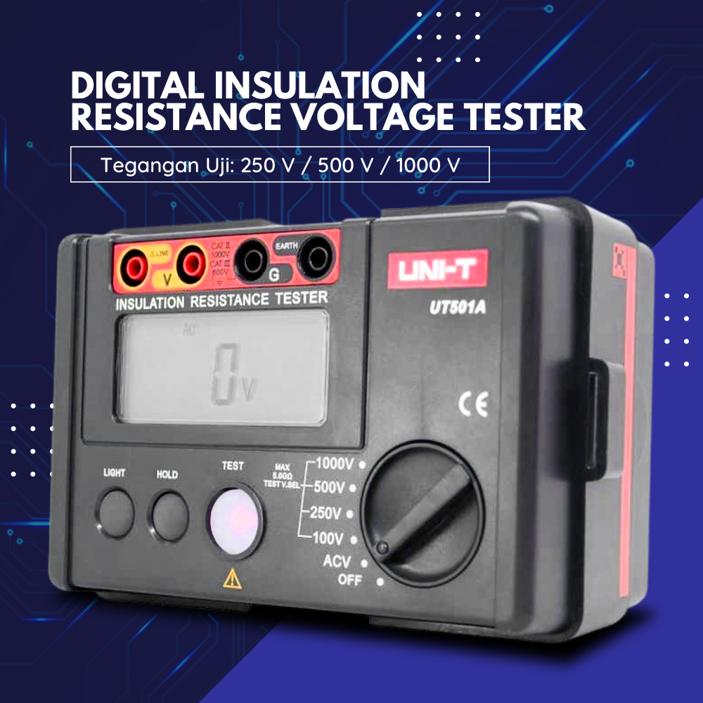 UNI-T Digital Insulation Resistance Voltage Tester 2000m Ohm - UT501A - Black