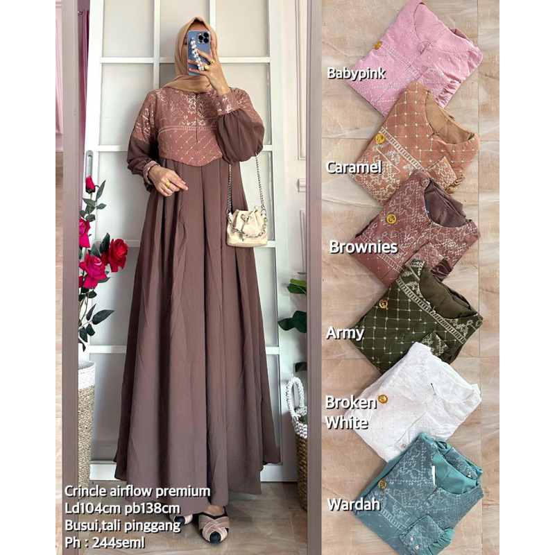 gamis emos crincle bordir 244