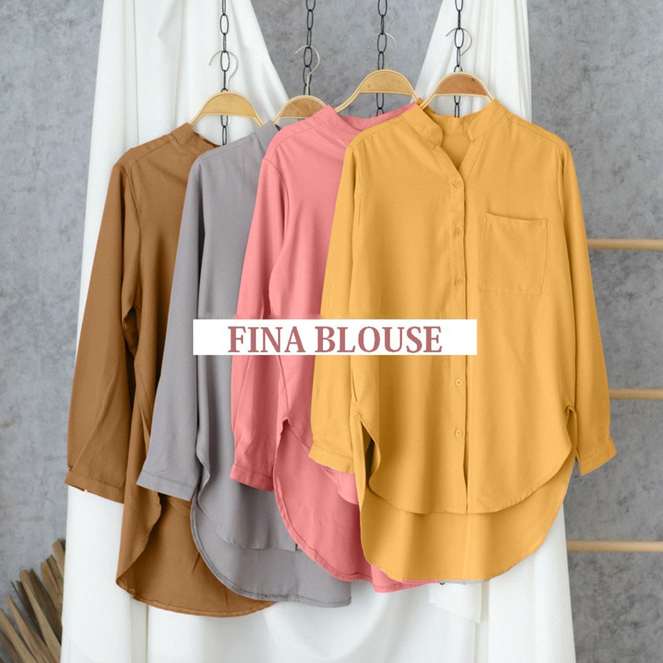 Fina Blouse /Kemeja Basic /Atasan Wanita Katun Rayon