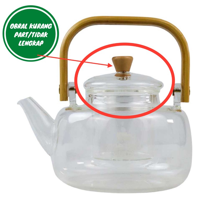 [OBRAL RIJEK] Teko Pitcher Gagang Kayu Glass Teapot Japanese Style - 8CV101