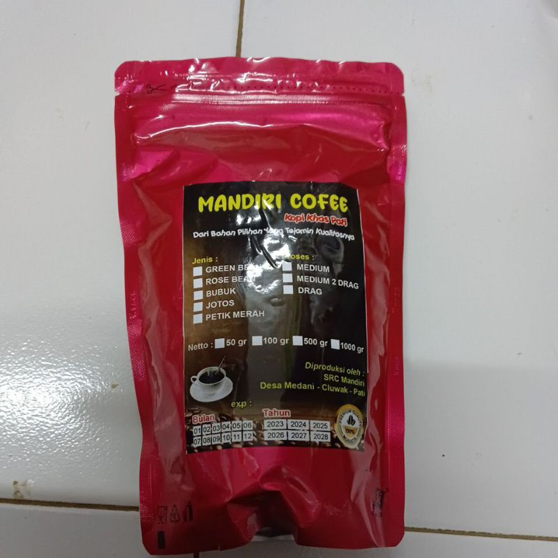 

Mandiri cofee, bubuk kopi robusta tulen 100% asli berat 250g