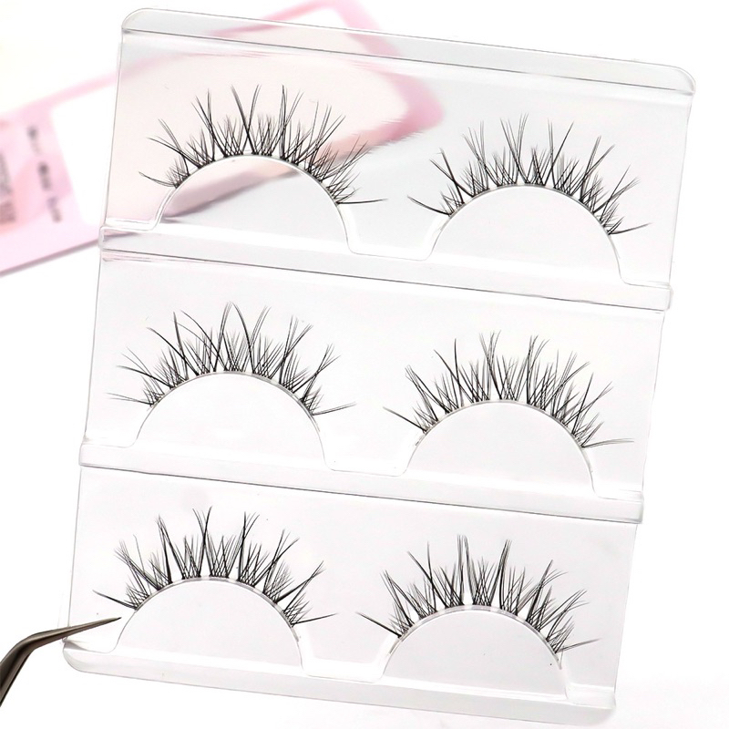 S27 - 3PASANG Air False Eyelashes Comic Eye Japanese Fake Eye Lashes Extension Clear Band Natural Nude Makeup Little Devil