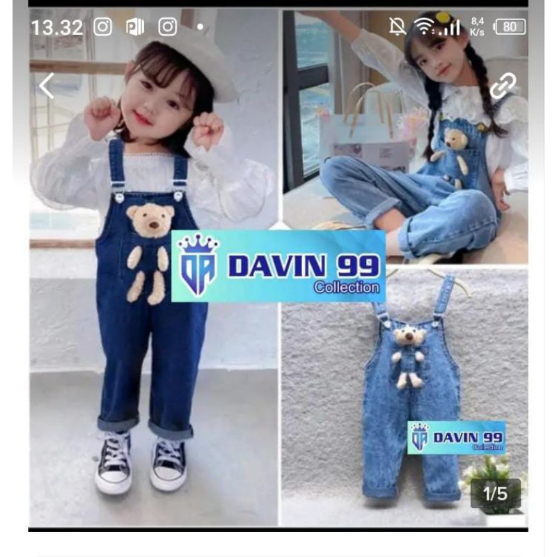 OVERALL BONEKA CELANA DAN ROK /BAJU KODOK USIA 1-7TH