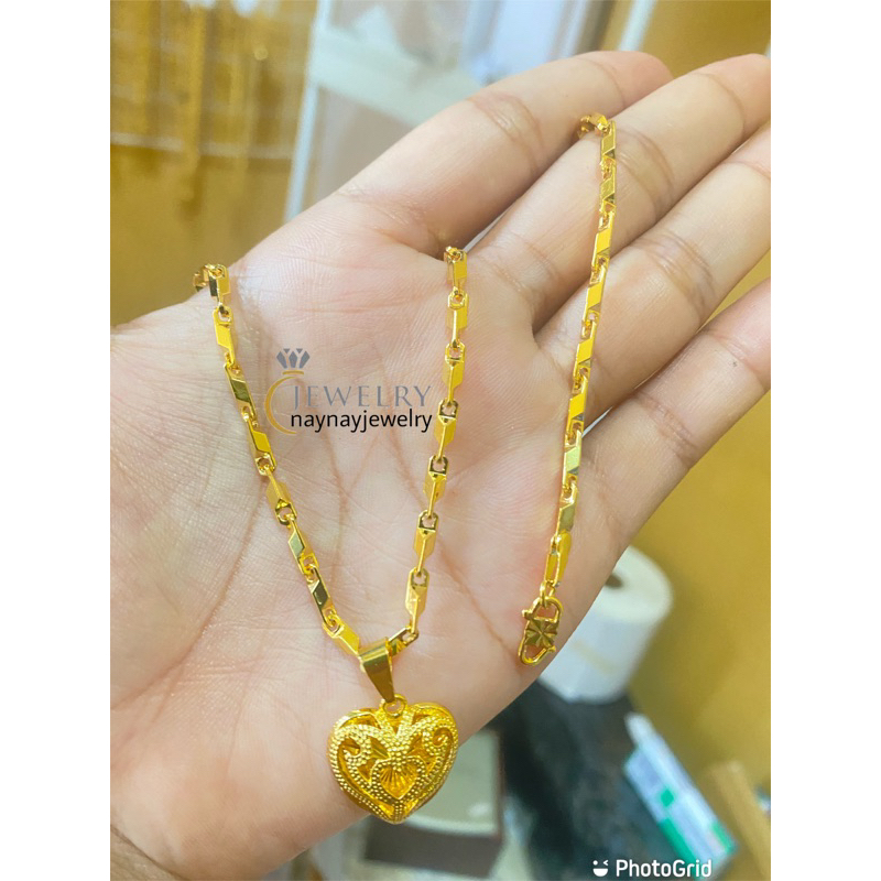 Kalung koin balok love ukir 1 / warna 24 uk 45 cm