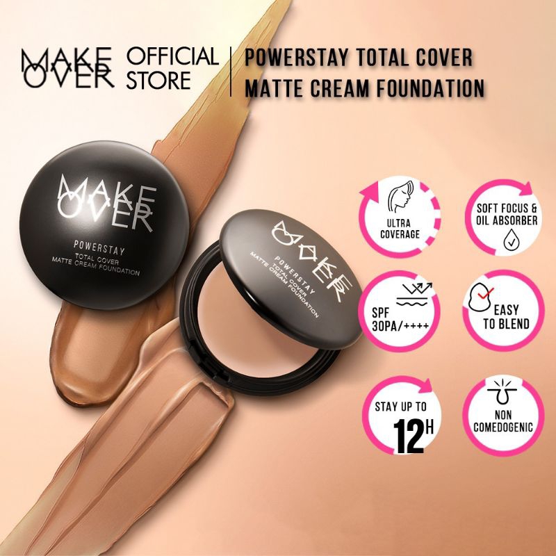 (GOSEND/COD) MAKE OVER POWERSTAY TOTAL COVER CREAM FOUNDATION BALM