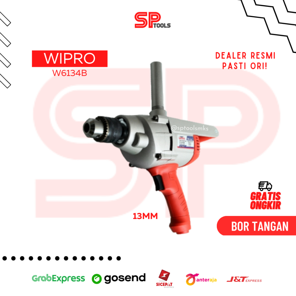MESIN BOR LISTRIK KAYU / BESI 13MM 13 MM 2 TANGAN WIPRO W6134B