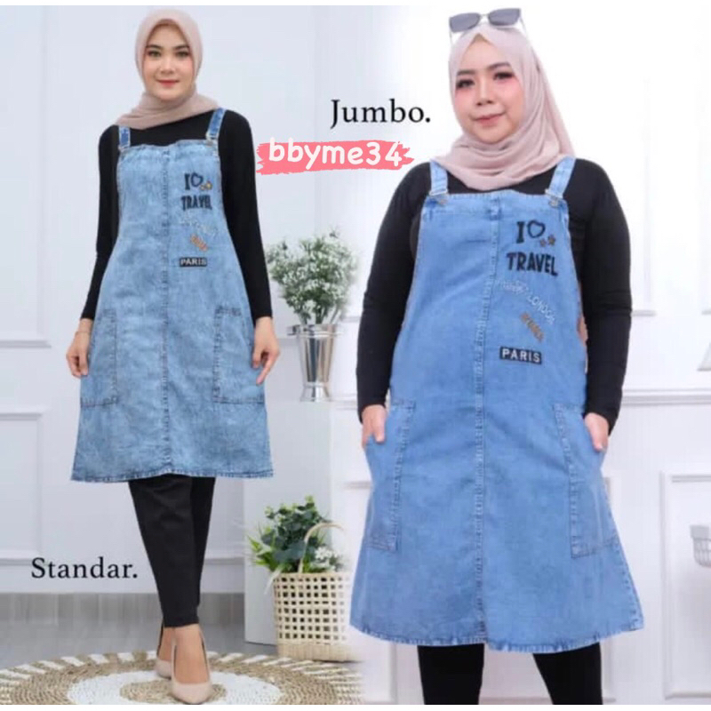 Overall Rok Jeans Denim Travel Standar & Jumbo