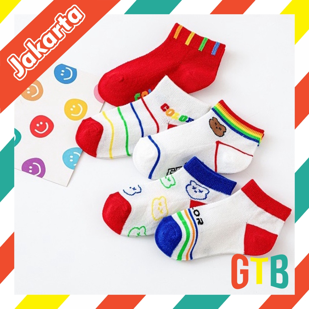 GTB Kaos Kaki Anak Motif Rainbow Bear Kaus Kaki Bayi Beruang Lucu KK037