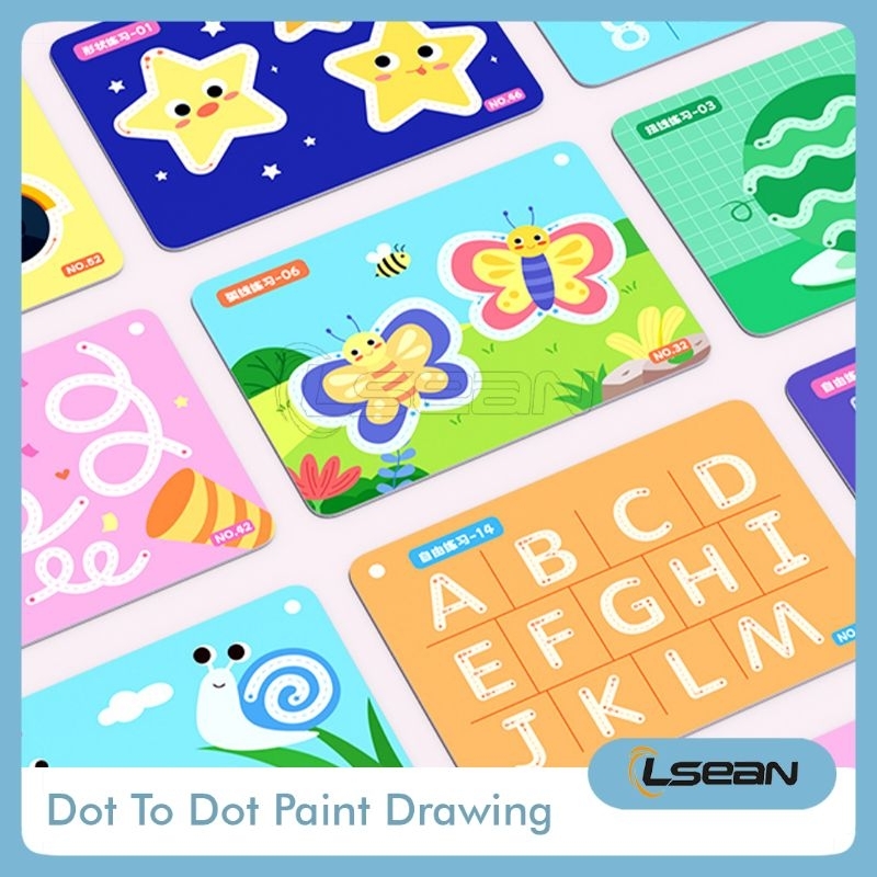 DOT TO DOT Reuseable Magic Workbook Activity Mainan Buku Anak Belajar Menulis dan Menggambar