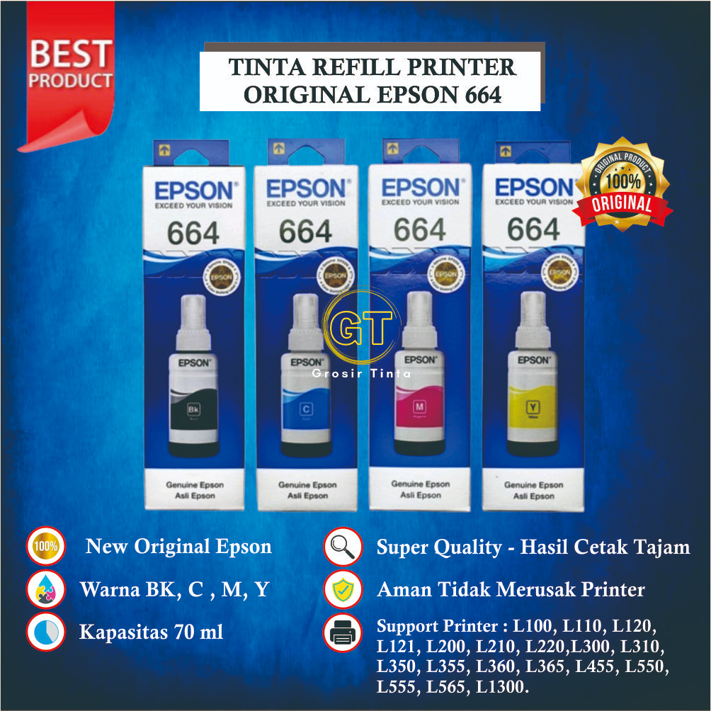 Tinta Printer Epson 664 Refill Ink Printer L360 L220 L350 L120 L121 Original