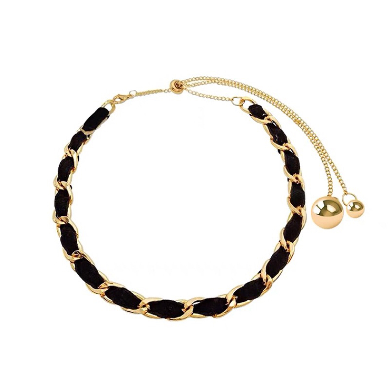 Kalung Titanium Serut Black Elegan Korea Fashion Trending Style