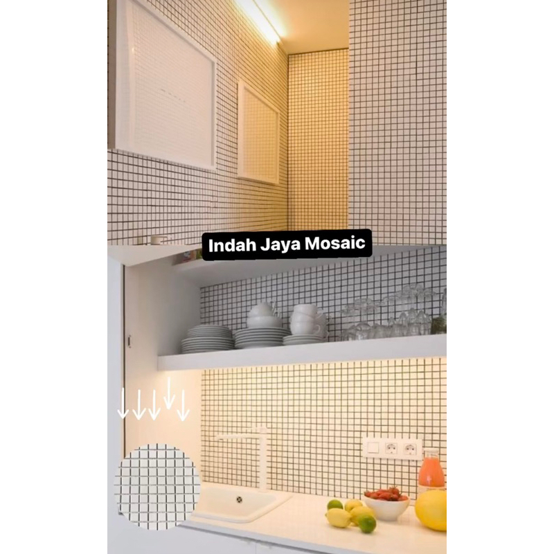 keramik mosaic kotak putih 30x30 cm | mosaic keramik kamar mandi