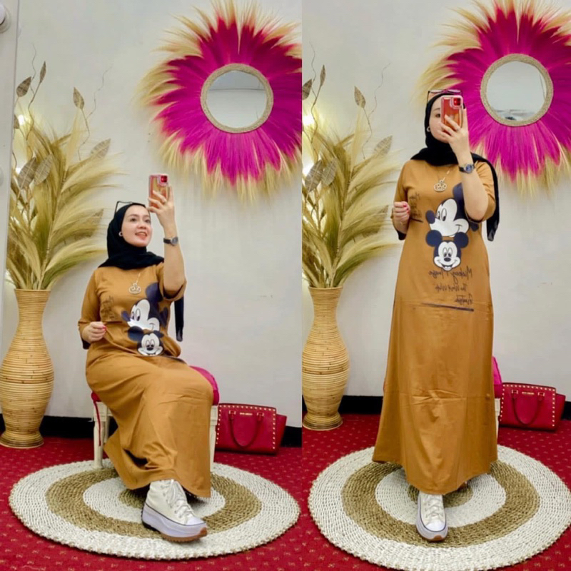 GAMIS WANITA MICKEY BY NABIL//GAMIS WANITA KAOS KEKINIAN