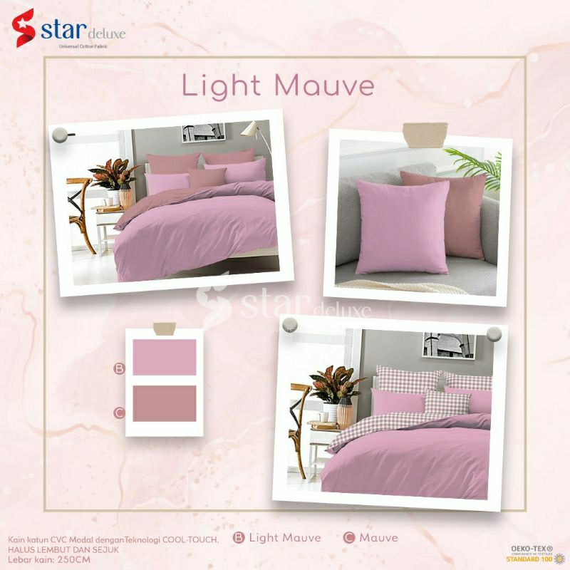 Light Mauve | Kain Ecer Katun CVC Star per 0.5 meter  | kain sprei - piyama - dekor - mukena
