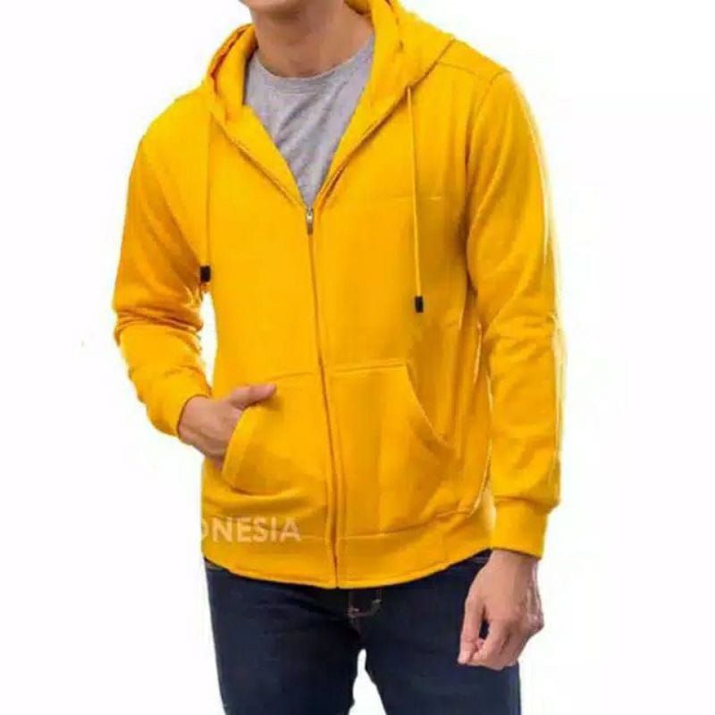 hoodie Zipper polos pria wanita