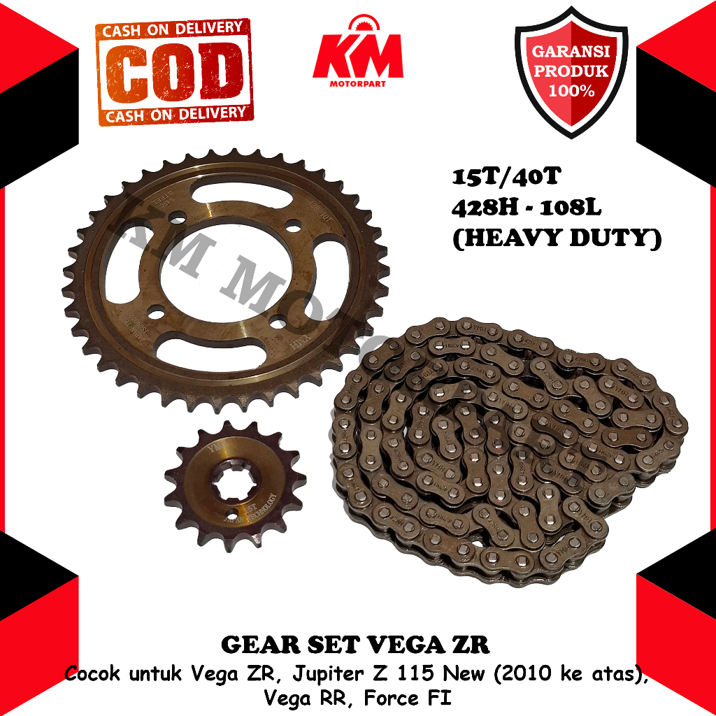 Gear Set Vega Zr Jupiter Z 115 New Robot Vega RR Force Fi Paket Gir dan Rantai