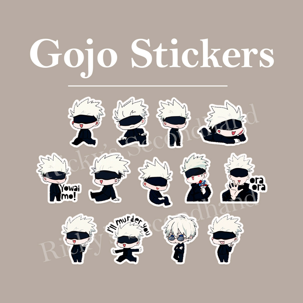 

13 pcs Jujutsu Kaisen Sticker Stiker Waterproof Anti Air JJK Chibi Stickers Anime Gojo Satoru