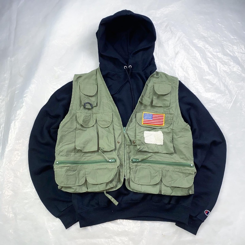 UTILITY VEST TACTICAL GREEN ARMY MULTI POCKET W/ PATCH US