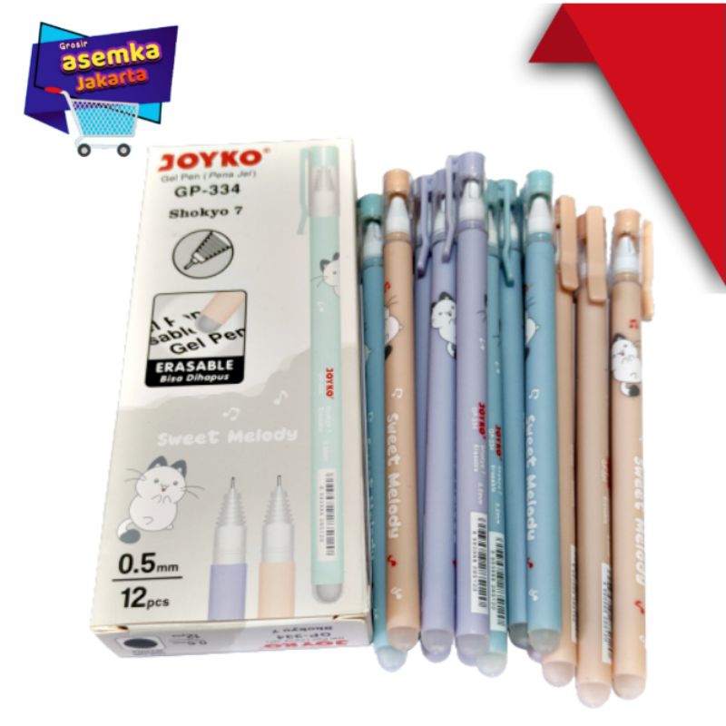 Bolpen Pulpen Joyko GP-334 Shokyo 7 Gel dapat dihapus 12pcs