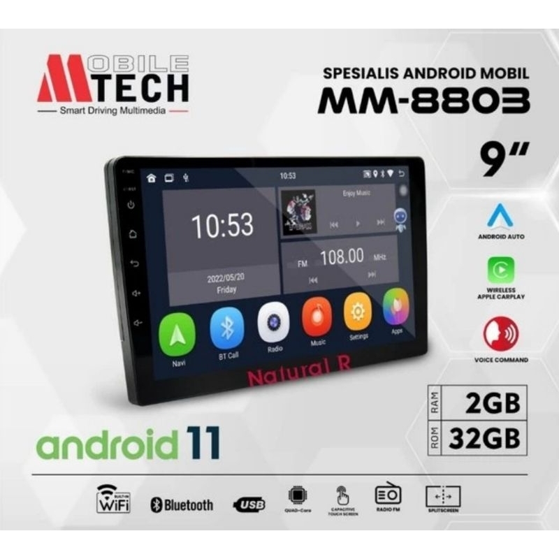 Head Unit Android 9 Inch MTECH MM-8803 Ram 2GB+32GB - MM-8803 9" ONLY