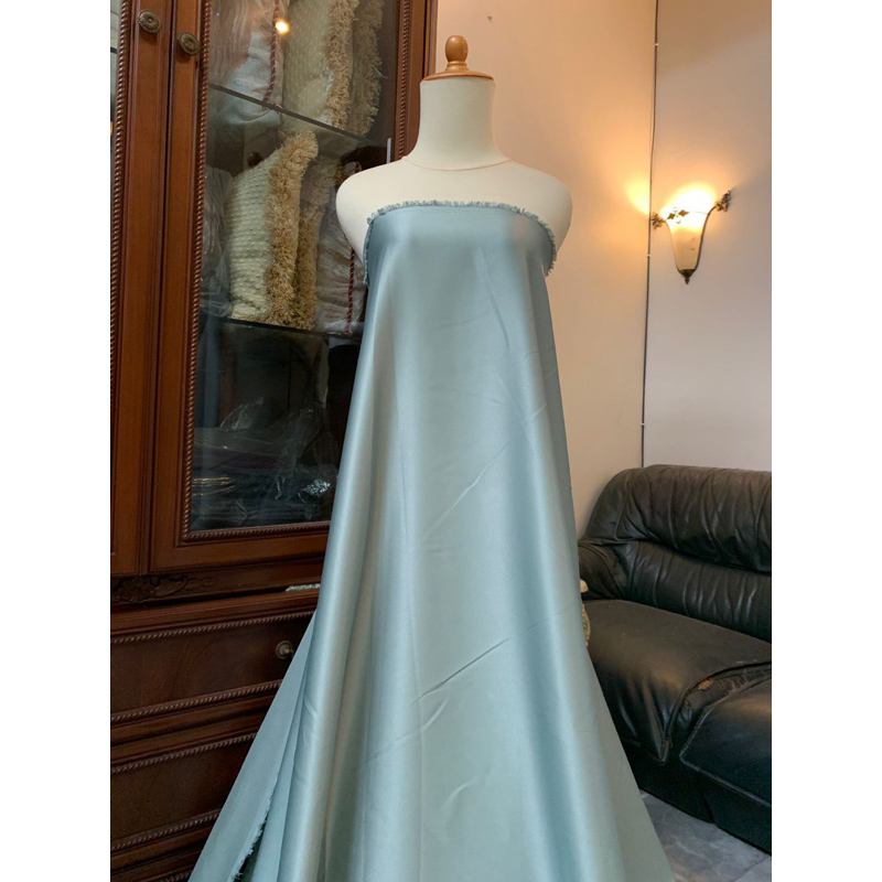 Kain Satin Bahan Bridesmaid Velvet Premium 1/2 Meteran Warna Dusty Green Hijau