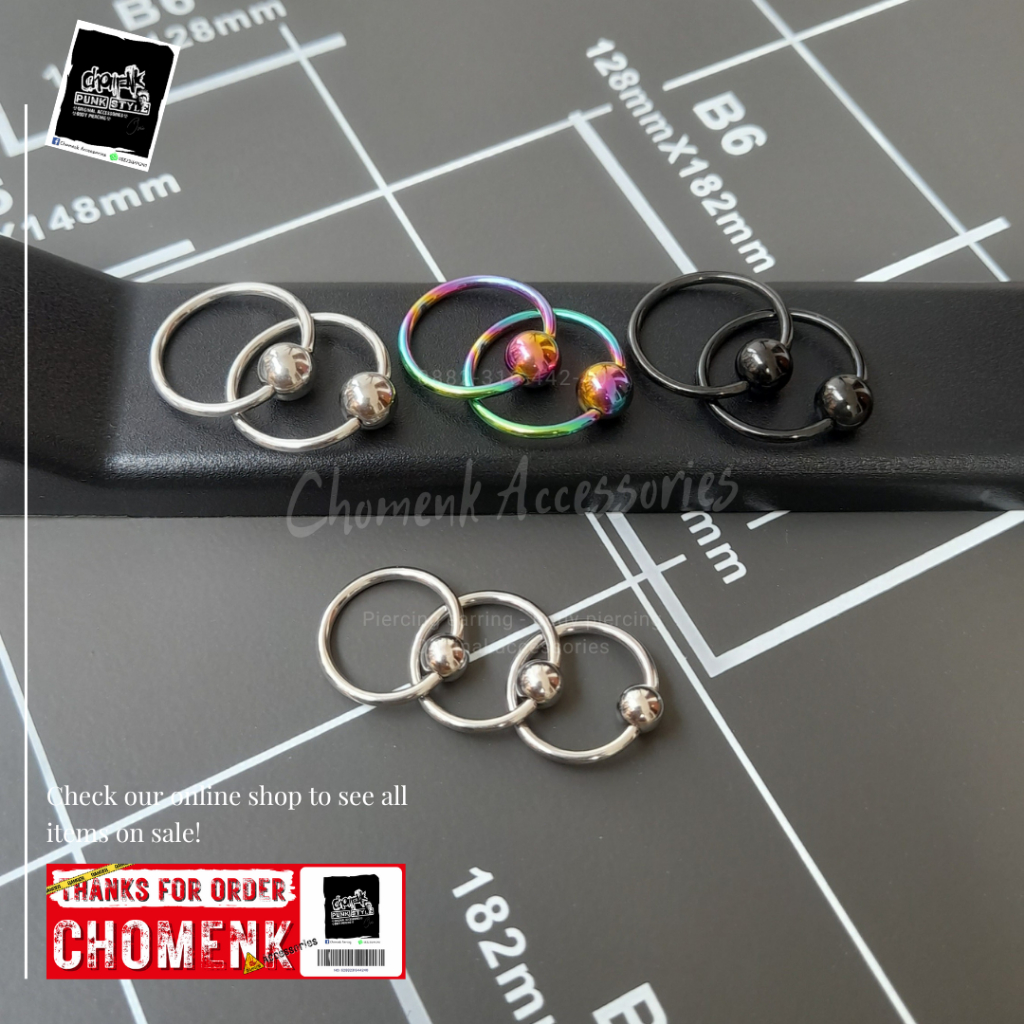 Piercing earring anting tindik barbel silver titanium