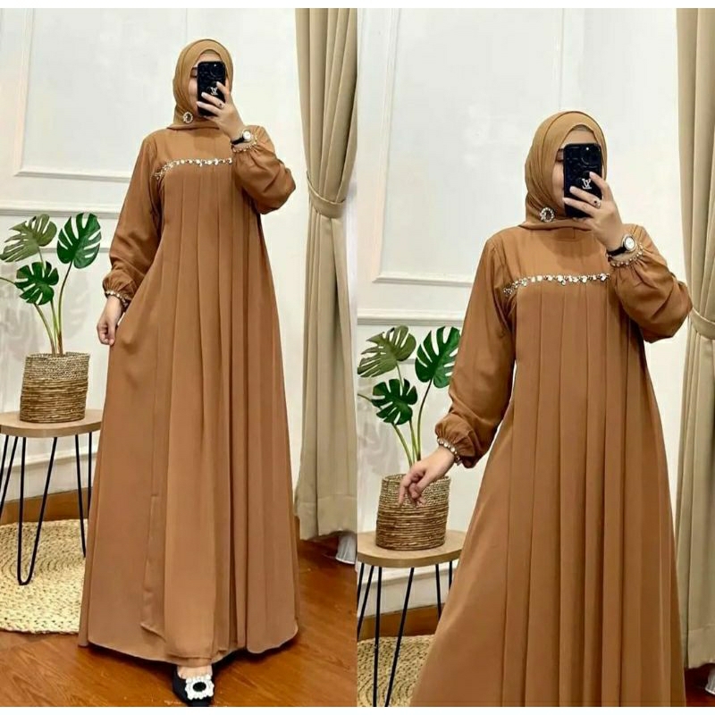 Tamara Dress Bahan Ceruty Babydoll Mix Payet