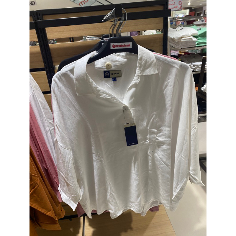 NEVADA Kemeja Putih polos wanita (S-XL)