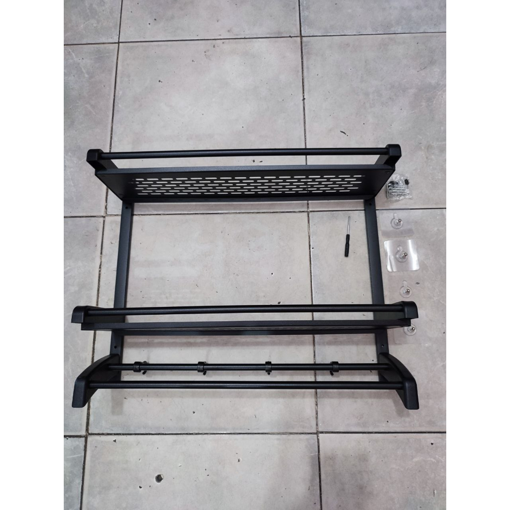 Rak Sabun Stainless Hitam Tebal Anti Karat 50 cm PROMO