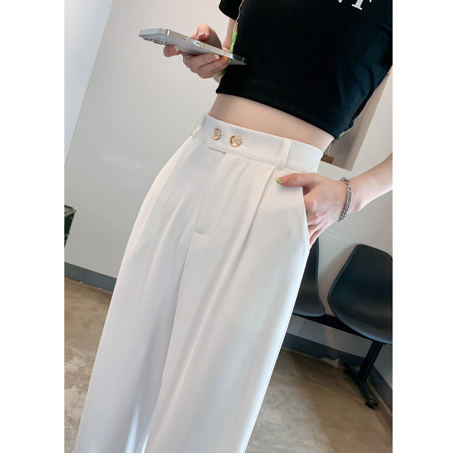 putih highwaist new celana korea kulot panjang kekinian import cewek kekinian